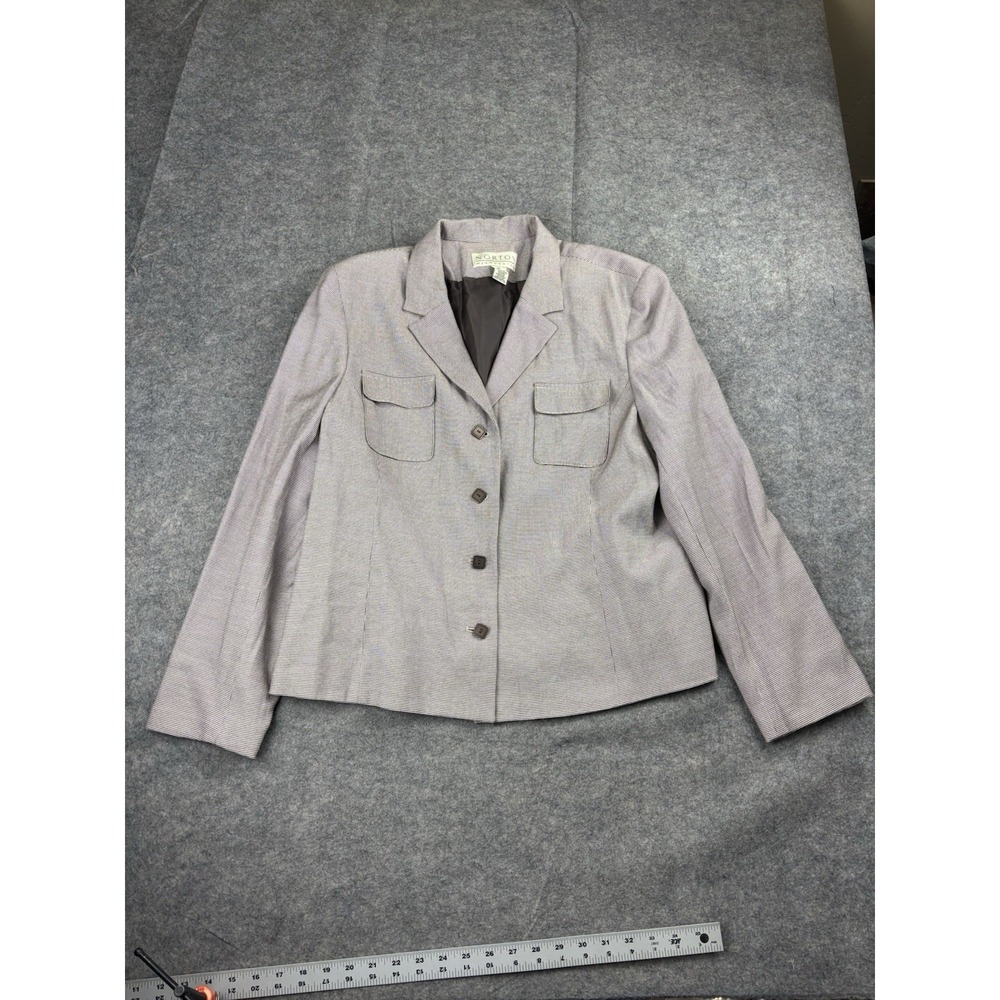 VTG NORTON MCNAUGHTON Womens 18 Blazer Micro Check Single Breasted 90s Old Money